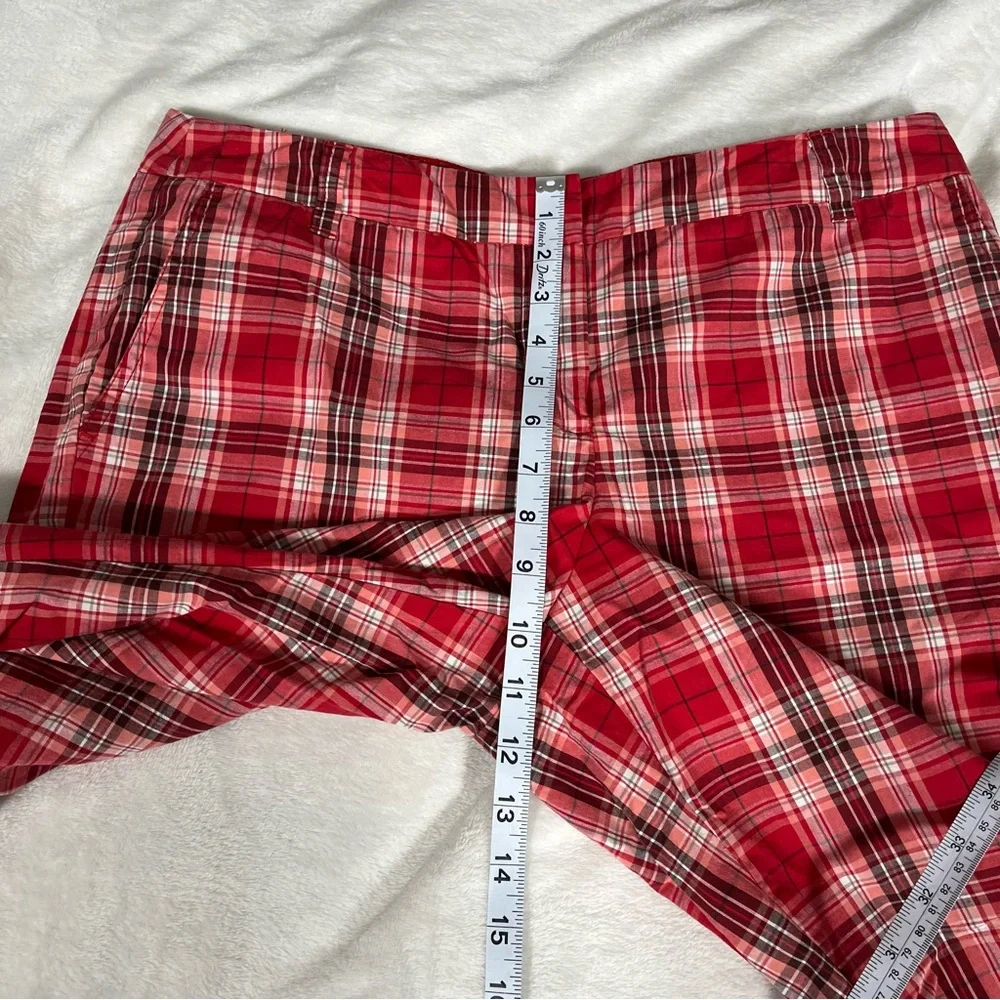New York & Company Manhattan Chino Women’s Red Plaid Shorts Size 12